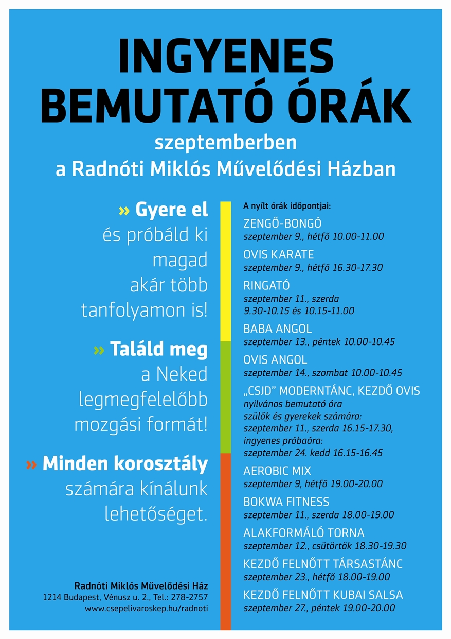 Ingyenes bemutató órák